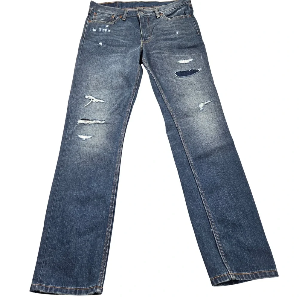 Levis 511 Jeans Mens W33 L32 Blue Slim Fit Distressed Medium Wash 04511-2305
